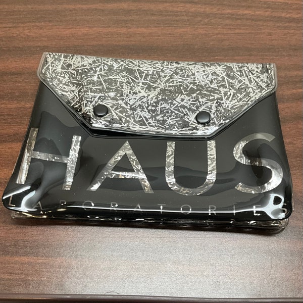 HAUS Laboratories by LADY GAGA Black & Silver Confetti Clutch Cosmetic Bag Genuine Like New