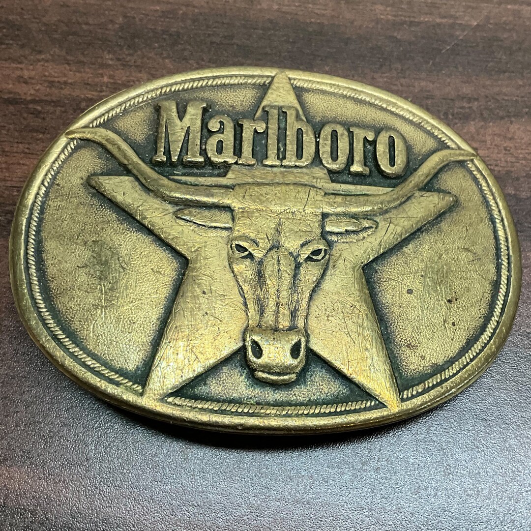 Marlboro Longhorn Solid Brass Belt Buckle 1987 Philip Morris Etsy