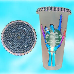 Tapa de pedrería de taza fría Starbucks de mano de Halloween