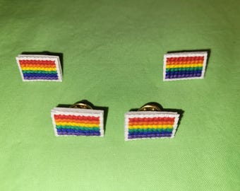 Rainbow Flag Pins:  handmade miniatures with butterfly clasps.