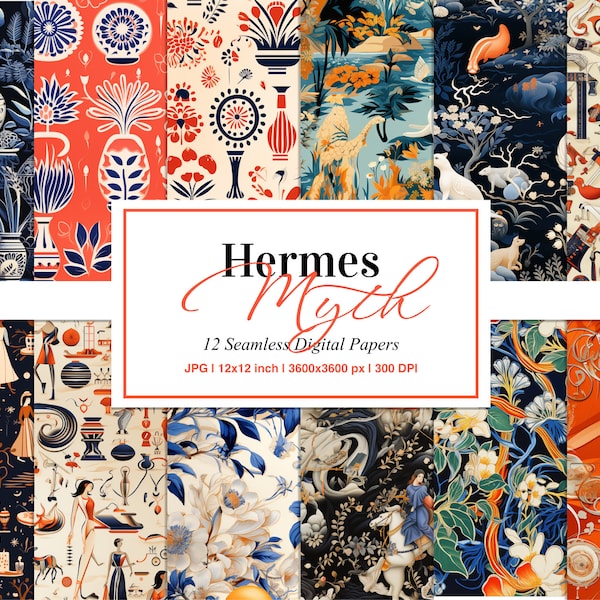 Hermes Inspired Seamless Pattern, High Fashion Printable Pattern, Surreal Fabric Design, Abstract Shapes Repeat Pattern, Commercial Use