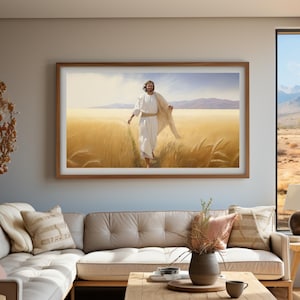 Christ in wheat field, Jesus Portrait, jesus painting, jesus art, jesus wall art, jesus picture, home decor, printable