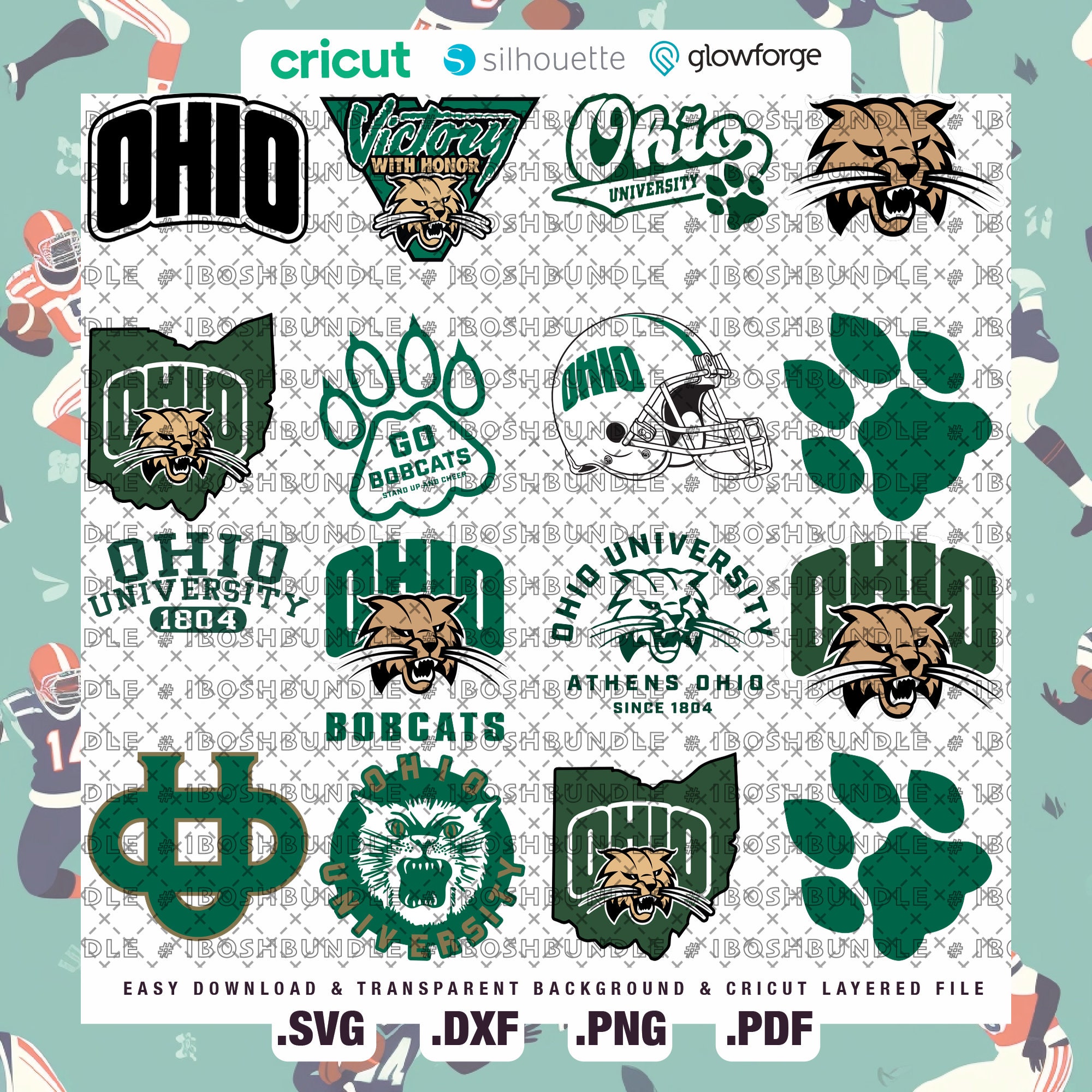 Team 18 Ohio, University SVG, Bobcats SVG, College, Athletics, Football