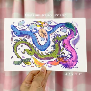 Limitierte Risograph Druck: Drachen, signiert und nummeriert