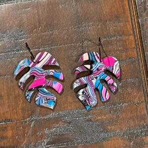 Colorful Monstera Leaf Earrings