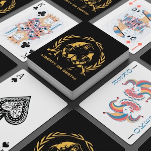 Conjunto de cartas de pôquer inspirado em Helldivers feito por fãs