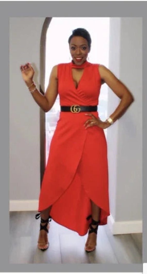 Gorgeous New Vicky V-Neck Red Dress - Ready to ship