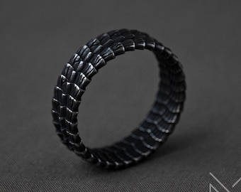 Dragon skin ring for men, Nordic viking vintage ring for him, Unique wedding band, Snake skin ring for her birthday