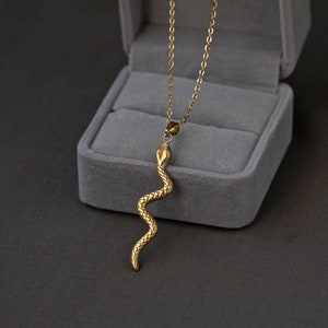 Stainless Steel snake pendant necklace unisex, Silver serpent necklace, Gold dainty snake necklace, Gift for her birthday