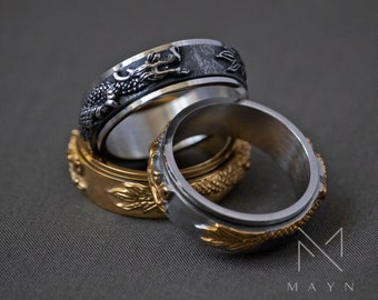 Bague dragon Fidget pour hommes, Bague Spinner pour soulager le stress, Bague d’anxiété pour femme, Bague d’inquiétude pour cadeau d’anniversaire, Bijoux faits à la main pour lui