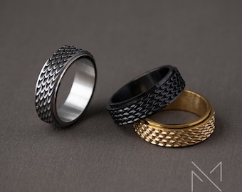 Bague en peau de dragon agitée pour homme, bague Spinner pour soulager le stress, bague anxiété femme, bague inquiétude pour cadeau d'anniversaire, bijoux faits main pour lui