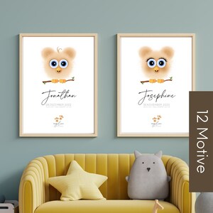 Babyposter I DIN A3 I DIN A4 I Personalisiert I Geschenk zur Geburt I Poster Baby Geburt