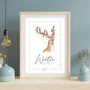 Karte I Rentier mit Lichterkette I "Winterzauber" I Postkarte I Grußkarte I DYI I Weihnachten I Winter