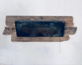 Driftwood Wall Light – Rustic Handmade Lighting Fixture with Patina Metal, Unique Coastal Wall Lamp