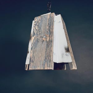 Rustic Wood and Metal Pendant Light - Distressed Wooden Chandelier, Industrial Hanging Lamp, Unique Handmade Lighting Fixture, Farmhouse