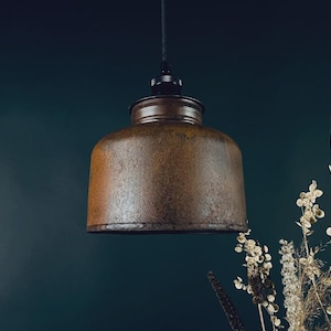 Rustic Recycled Metal Pendant Light – Industrial Chandelier, Zero Waste Lighting with Rust Patina
