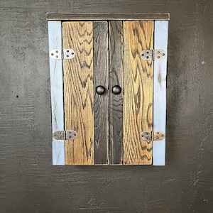 Rustic Wall Cabinet – Handmade Reclaimed Wood Cupboard, Farmhouse Storage Cabinet, Vintage Style Bathroom or Kitchen Wall Hanging Cabinet