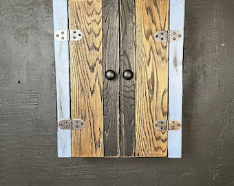 Armario de pared rústico: armario de madera recuperada hecho a mano, armario de almacenamiento de estilo rústico, armario de pared vintage para baño o cocina.