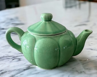 VTG Seafoam Celadon Green Teekanne Crazing Porzellan Keramik Dekor