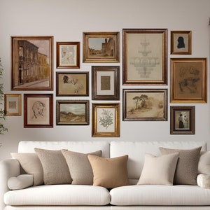 Vintage galeriewandset, rustieke boerderijhuisje printbundel, warme neutrale galeriewandafdrukken, kunst van Nancy Meyers, aardse prints | #S67