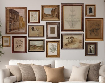 Vintage Gallery Wall Set, Rustic Farmhouse Cottage Print Bundle, Warm Neutral Gallery Wall Prints, Nancy Meyers Art, Earthy Prints | #S67