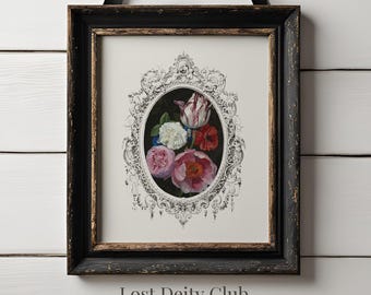 Moody Botanical Art Print, Victorian Cottagecore Floral Print, Neutral Antique Wall Art, Downloadable Digital Printable Vintage Art | #350