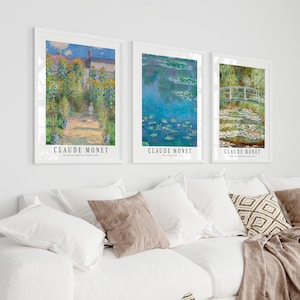 Claude Monet Print Set of 3 PRINTABLE Impressionism Landscape Paintings | DIGITAL Download Monet Exhibition Poster Gallery Wall Set | #S48