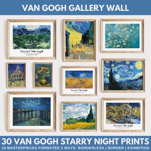 30 Vincent Van Gogh Starry Night PRINTABLE Wall Art Mega Bundle Print Set | Famous Artist Posters Gallery Wall DIGITAL Prints | #S54
