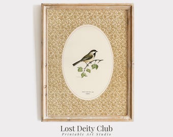Neutral Cottagecore Wall Art PRINTABLE Vintage Bird Print, Downloadable Country Farmhouse Art for Preppy Grandmillennial Decor | #321