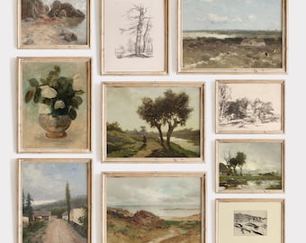 Franse landgalerij muur set van 10, boerderij muur kunst AFDRUKBAAR Europees decor vintage print set, digitale download | #S97