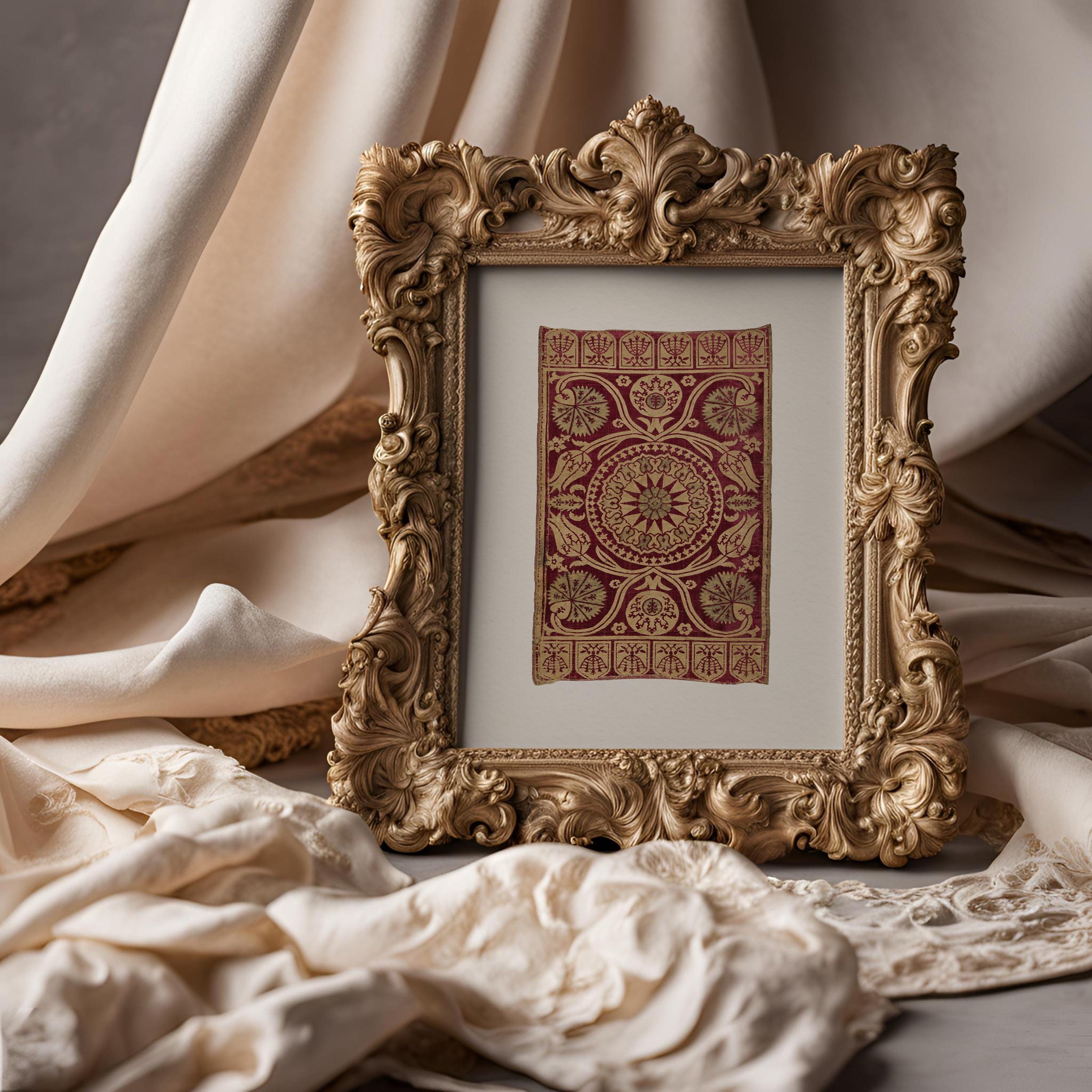 Vintage Textile Wall Art Print, Large Wall Decor Red Warm Toned Wall ...