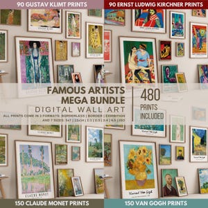 Famous Painting Prints Eclectic Gallery Wall | 480 Maximalist Wall Art Gallery Bundle | Printable Wall Art Mega Bundle Gallery Wall Sets #B5