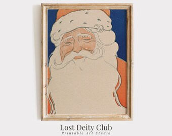 Vintage Santa Print: Retro Christmas Printable Winter Holiday Decor (Digital Download) #266