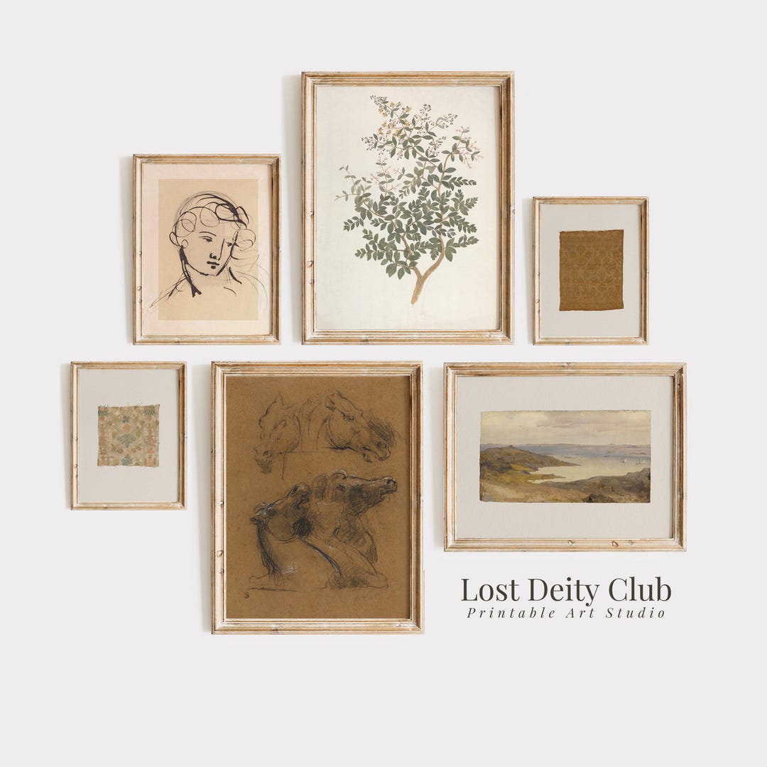 Vintage Gallery Wall Art Set of 6, Rustic Farmhouse Print Set, Modern ...