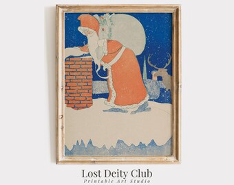 Vintage Santa Claus Print: Retro Christmas Printable Winter Holiday Decor (Digital Download) #265