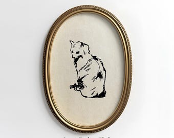 Vintage Cat Sketch Print: Rustic Farmhouse Wall Art (Digital Download) #432