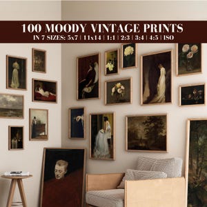 Moody Vintage Prints Set | Rustic Gallery Wall Art | Dark Academia Aesthetic | Antique French Country Art | Moody Gallery Wall Set | #B7
