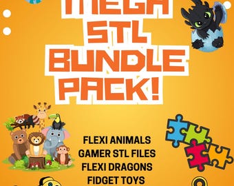 1K+ MEGA STL FILES Bundle Pack, Articulated animals, fidget toys, kids puzzles, planters, xmas and Halloween files, critters and much more!