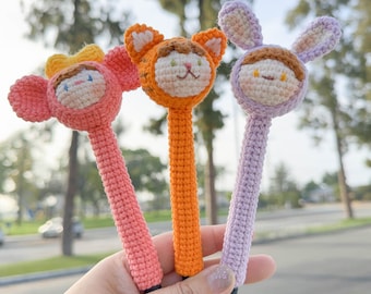 Handmade Crochet Animal Pen Topper, Amigurumi Pen Cover