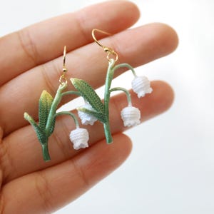 Crochet Lily of the Valley Earrings: Handmade Floral Jewelry