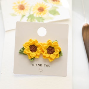 Handmade micro crochet Earrings, Flower Earring, Sunflower Earring,  Stud earrings, Handmade jewelry