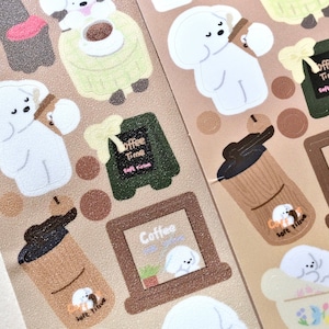 Soft Tissue Kiss-cut Sticker Tape (1 loop sample), Coffee 来杯咖啡吧, for journaling, scrapbooking, planner and card decoration