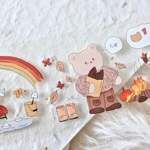 ENJO afplaktape voor tijdschriften (1 lusmonster), 冬日小熊 winterbeer, doorzichtige PET-tape voor dagboek, plakboek, plannerdecoratie en cadeauverpakking