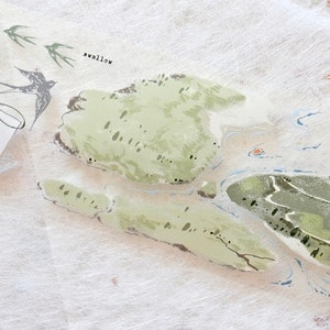 ENJO Journal masking tape (1 loop sample), 山与川林 Mountain Forest, Clear PET Tape voor Journal, Scrapbook, planner decoratie en cadeauverpakking