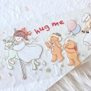 CongQianShu从前书-afplaktape (1 lusmonster), verjaardagsfeestje小莓生日会, doorzichtige PET-tape voor dagboek, plakboek, plannerdecoratie en cadeauverpakking