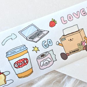 亚亚听夏Journaalafplaktape (1 lusvoorbeeld), Lovely Life贩卖可爱, washitape voor dagboek, plakboek, plannerdecoratie en cadeauverpakking