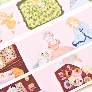 NANAKO-afplaktape (1 lusmonster), roze theemeisjes, washitape voor dagboek, plakboek, plannerdecoratie en cadeauverpakking, briefpapier