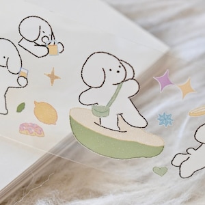 Afplaktape van zacht weefsel (1 lusmonster), After School 放课后, Doorzichtige PET-tape voor dagboek, plakboek, plannerdecoratie en cadeauverpakking