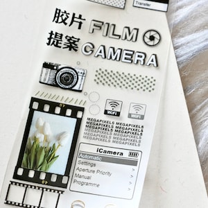 QIQIYU afplaktape (1 lusmonster), filmcamera 胶片提案, matte PET-tape voor dagboek, plakboek, plannerdecoratie en cadeauverpakking