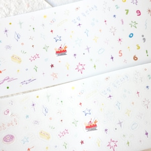 Zachte tissue kiss-cut stickertape (1 lusmonster), krijtnotities 蜡笔小记, voor journaling, scrapbooking, planner en kaartdecoratie